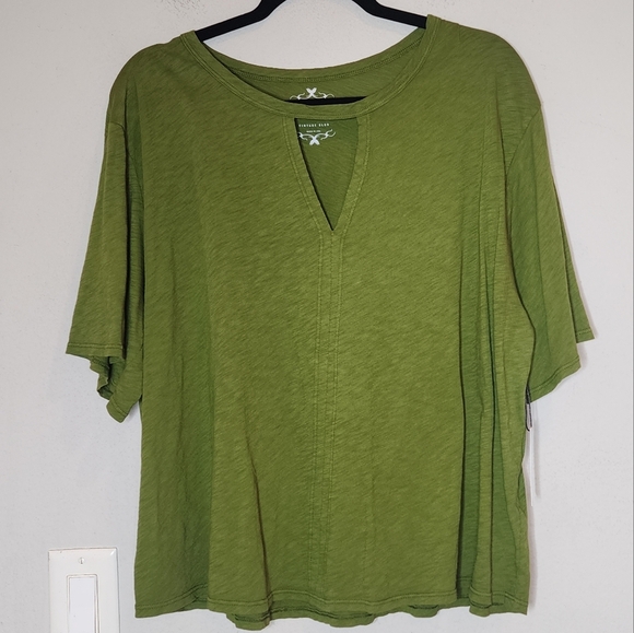 NWT Velvet By Graham & Spencer Green Vintage Slub Cotton Tee women's size XL - Picture 1 of 16